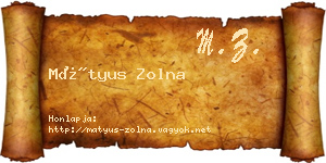 Mátyus Zolna névjegykártya